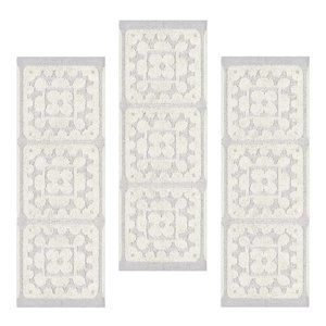 3 Wild Sage Crochet 100% Cotton 16"x26" HAND Towels in White on Microchip Gray